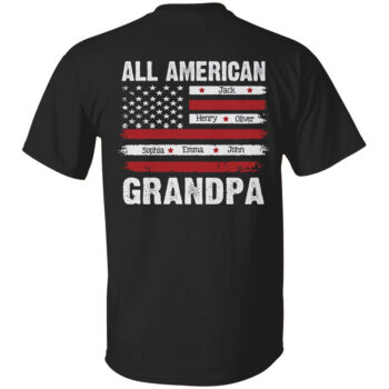 All American Grandpa Shirt - Custom Grand Kids's Name on American Flag