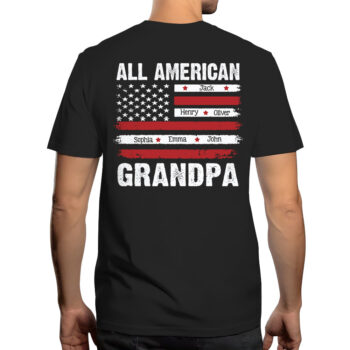 All American Grandpa Shirt - Custom Grand Kids's Name on American Flag