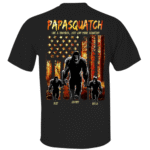 Orange US Flag Papasquatch Like A Grandpa Just Way More Squatchy Custom Bigfoot Shirt