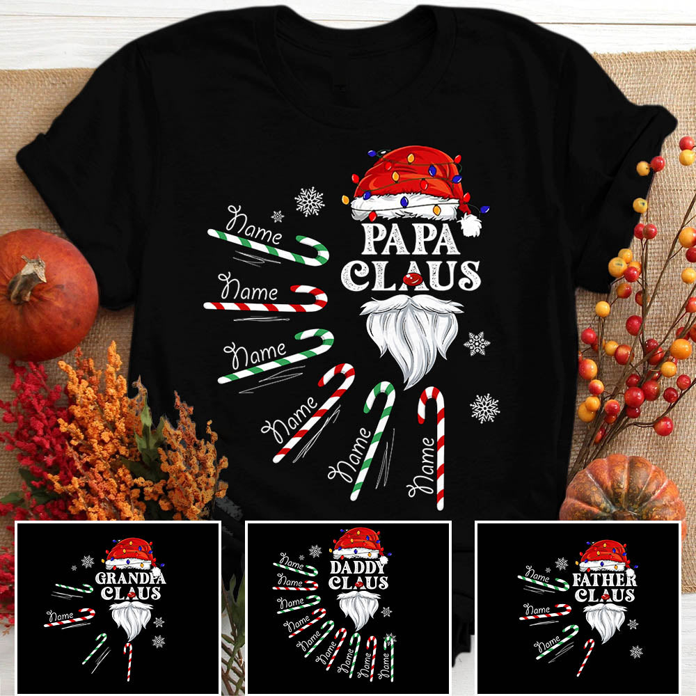 Papa Claus Candy Cane Winter Personalized Christmas Shirt for Grandpa Papa Claus Candy Cane Winter Personalized Christmas Shirt for Grandpa
