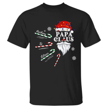 Papa Claus Candy Cane Winter Personalized Christmas Shirt for Grandpa
