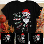 Papa Claus Candy Cane Winter Personalized Christmas Shirt for Grandpa