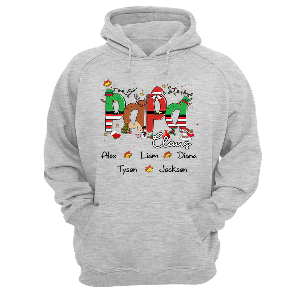 Papa Claus Custom Shirt with Grandkids' Names Papa Claus Custom Shirt with Grandkids' Names