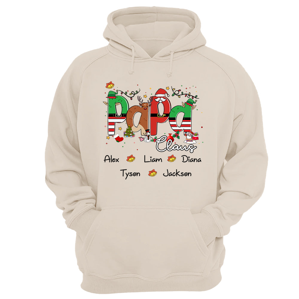 Papa Claus Custom Shirt with Grandkids' Names Papa Claus Custom Shirt with Grandkids' Names
