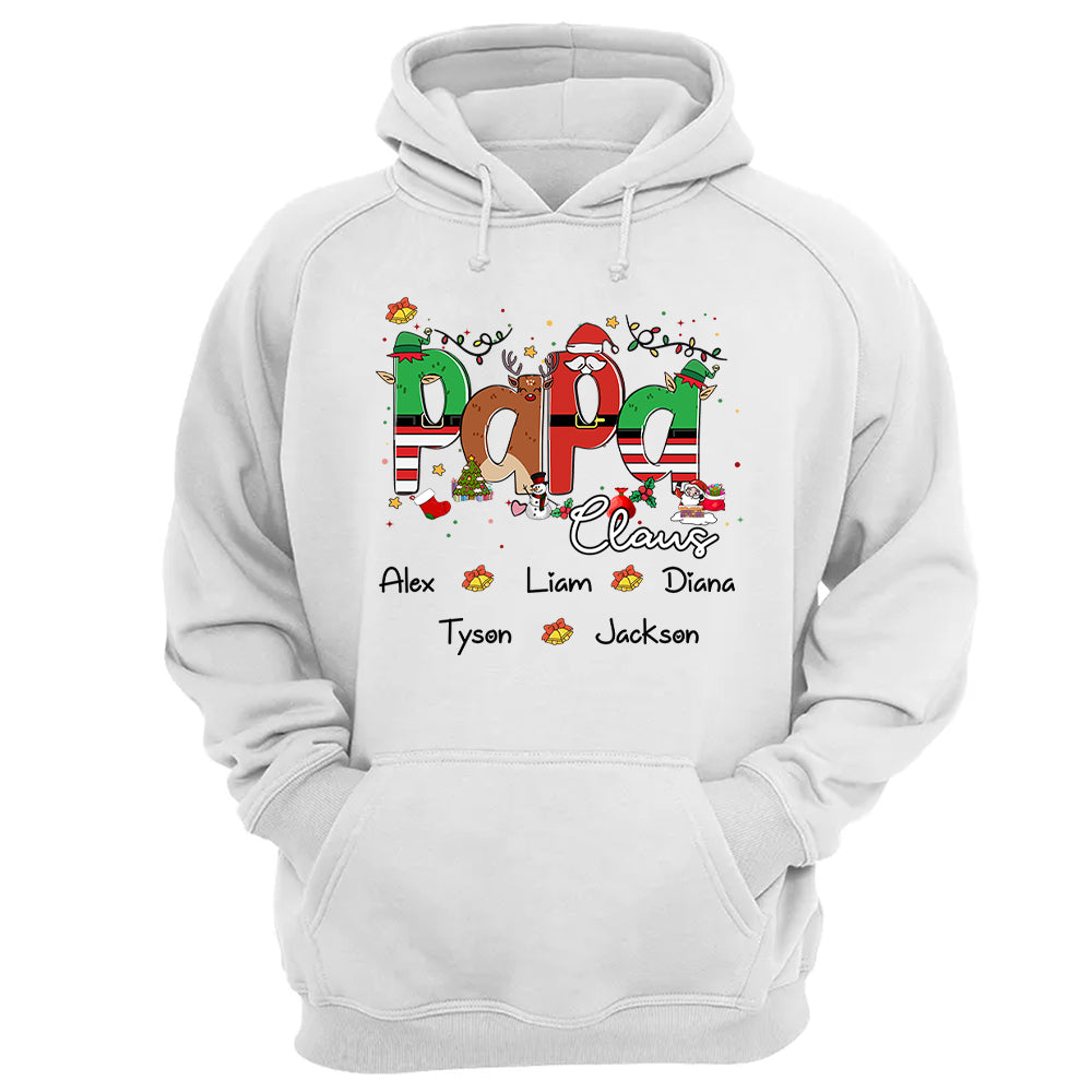 Papa Claus Custom Shirt with Grandkids' Names Papa Claus Custom Shirt with Grandkids' Names