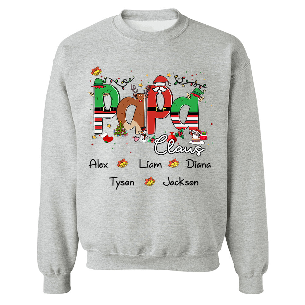 Papa Claus Custom Shirt with Grandkids' Names Papa Claus Custom Shirt with Grandkids' Names