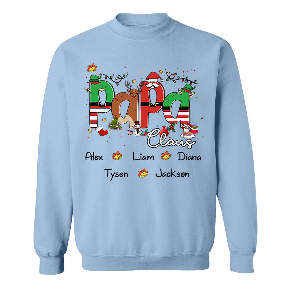 Papa Claus Custom Shirt with Grandkids' Names Papa Claus Custom Shirt with Grandkids' Names