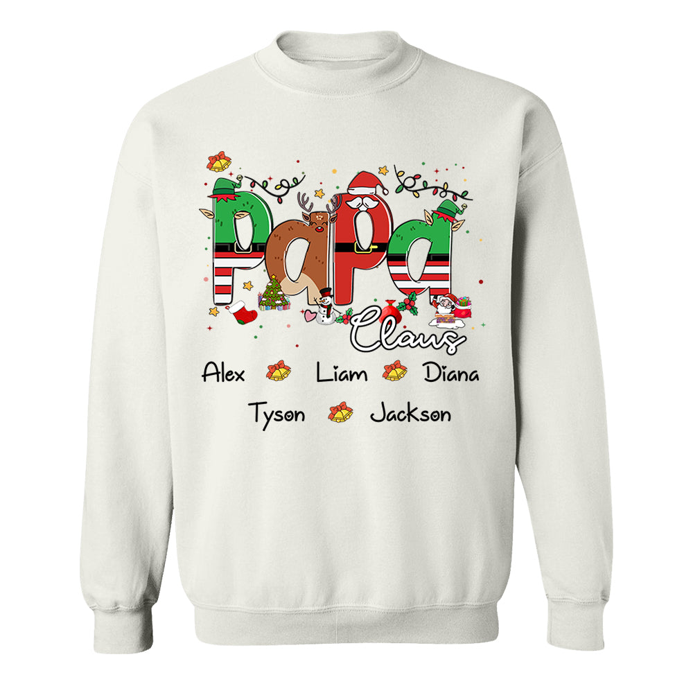 Papa Claus Custom Shirt with Grandkids' Names Papa Claus Custom Shirt with Grandkids' Names