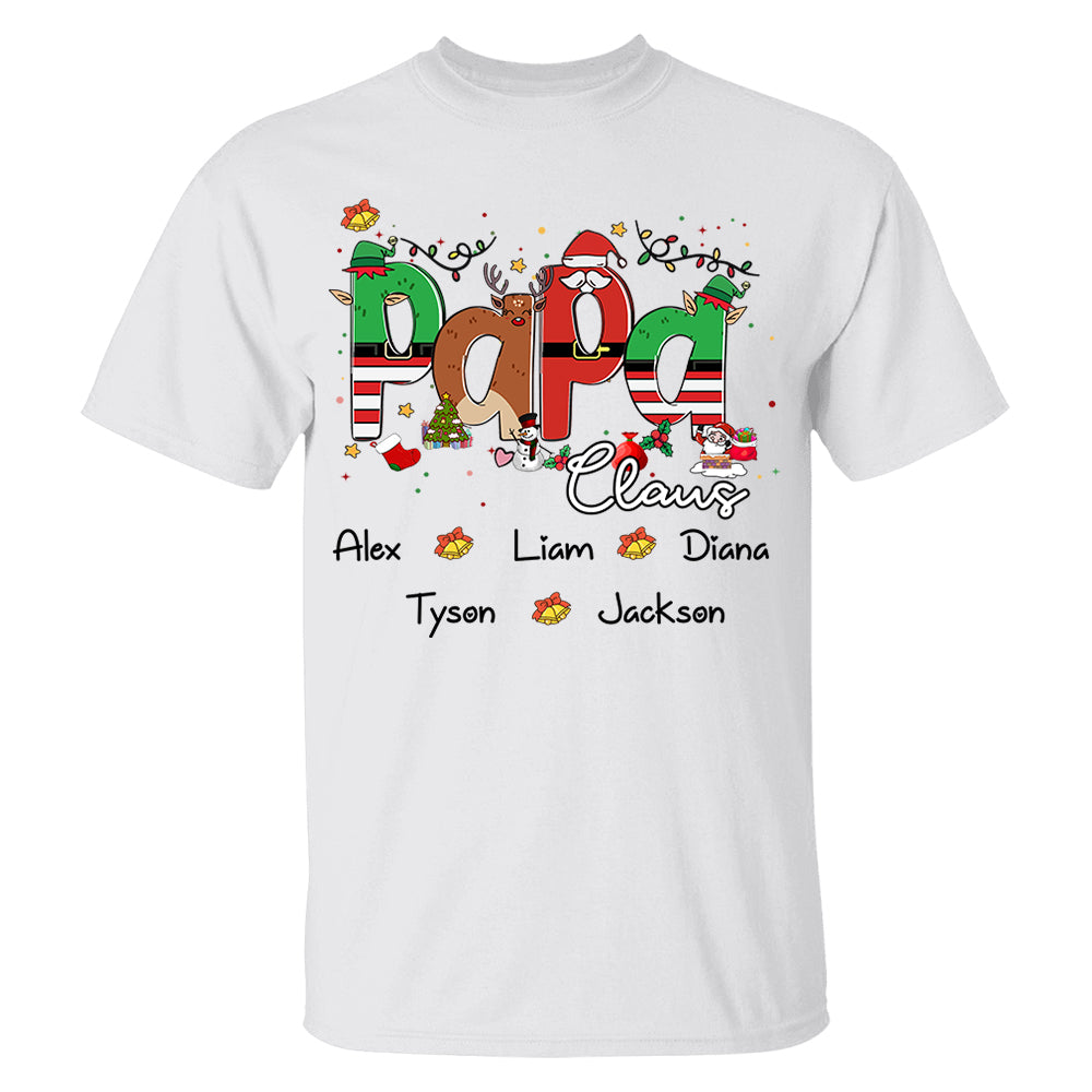 Papa Claus Custom Shirt with Grandkids' Names Papa Claus Custom Shirt with Grandkids' Names