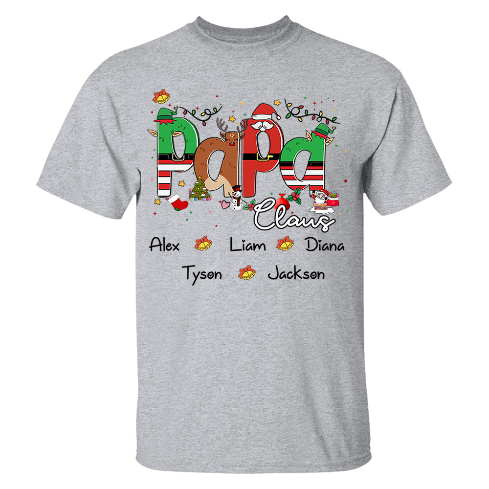 Papa Claus Custom Shirt with Grandkids' Names Papa Claus Custom Shirt with Grandkids' Names