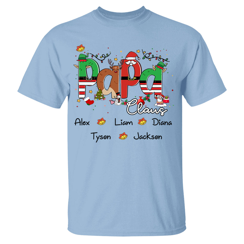 Papa Claus Custom Shirt with Grandkids' Names Papa Claus Custom Shirt with Grandkids' Names