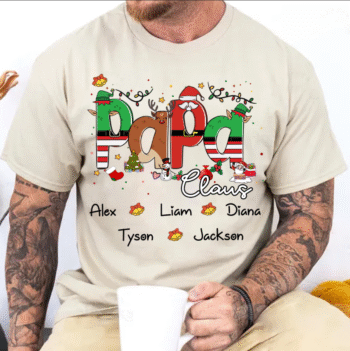 Papa Claus Custom Shirt with Grandkids' Names