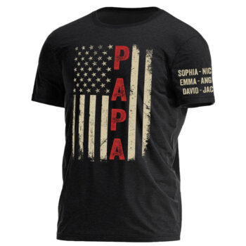 Papa Vintage American Flag Personalized Shirt for Grandpa