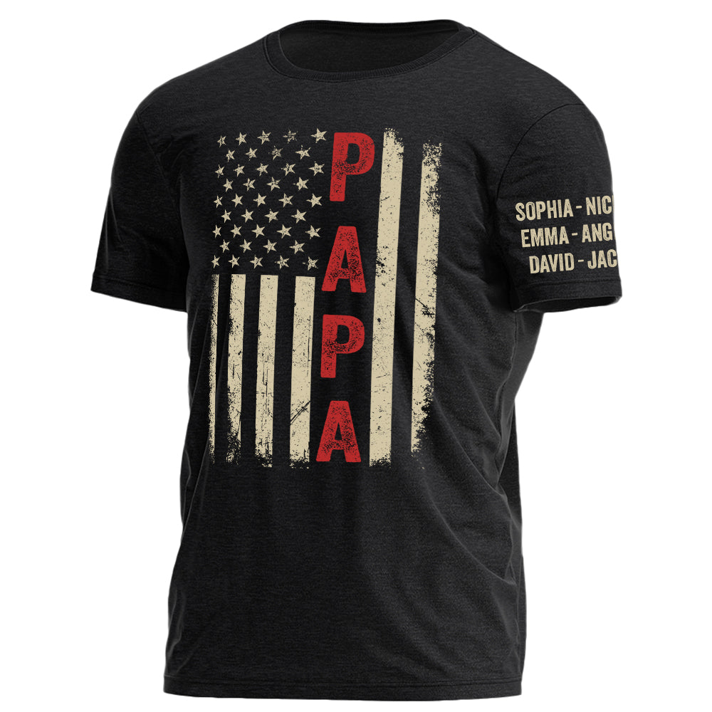 Papa Vintage American Flag Personalized Shirt for Grandpa Papa Vintage American Flag Personalized Shirt for Grandpa