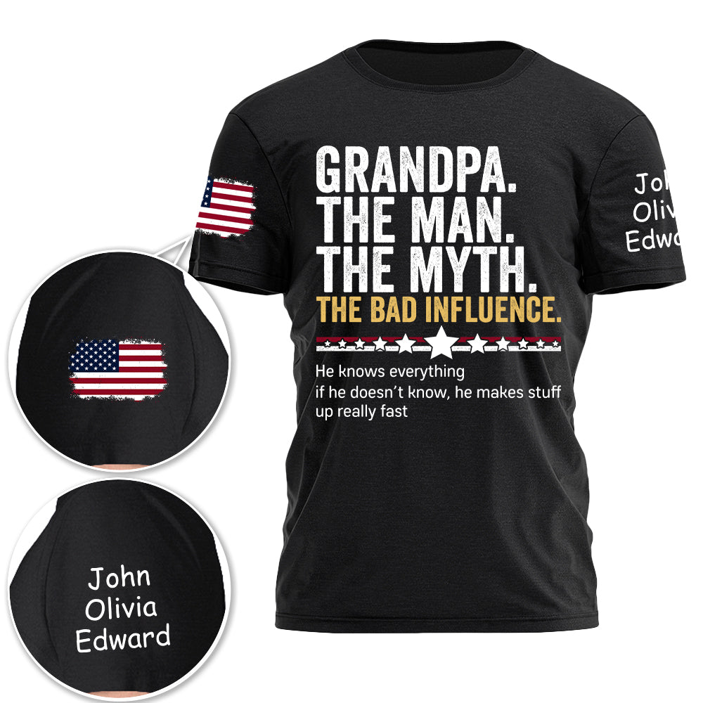 Personalized Grandpa The Man The Myth The Bad Influence Shirt Personalized Grandpa The Man The Myth The Bad Influence Shirt