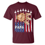 Personalized Papa Shirt with USA Flag and Fighter Jets