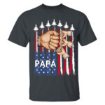 Personalized Papa Shirt with USA Flag and Fighter Jets