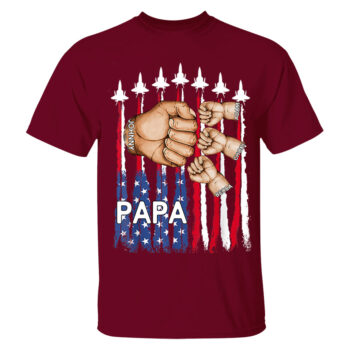 Personalized Papa Shirt with USA Flag and Fighter Jets