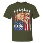 Personalized Papa Shirt with USA Flag and Fighter Jets