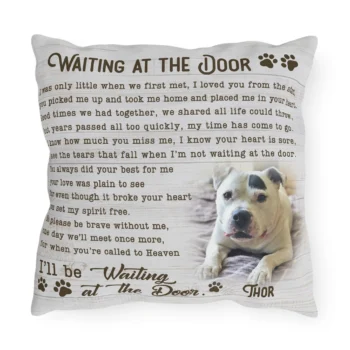 personalized waiting at the door pet photo pillow pet memorial pillow 1